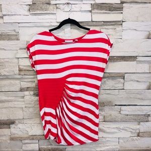 NEW YORK & COMPANY/ RUCHED STRIPED TOP
